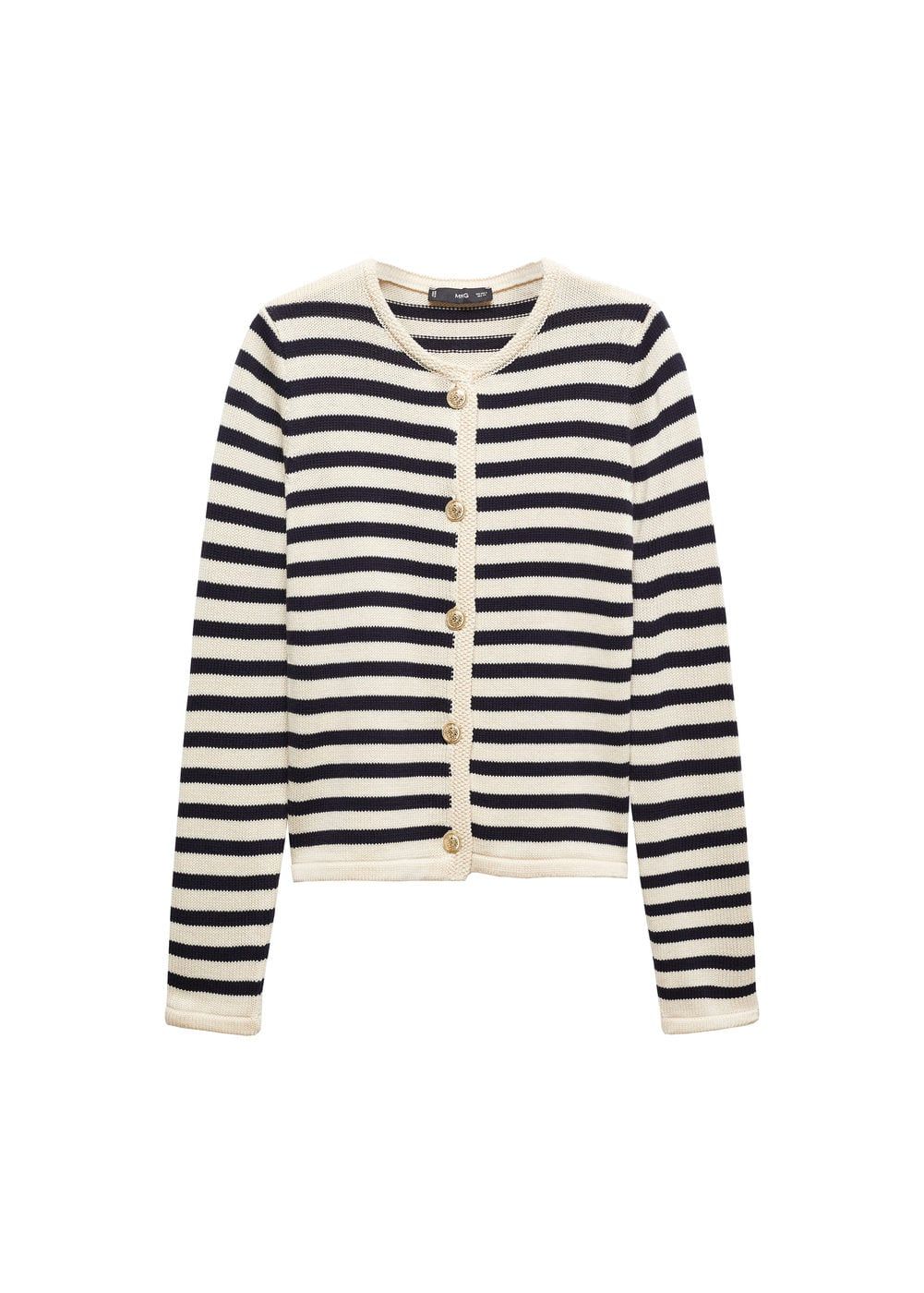 Striped Cardigan With Jewel Buttons - Women
