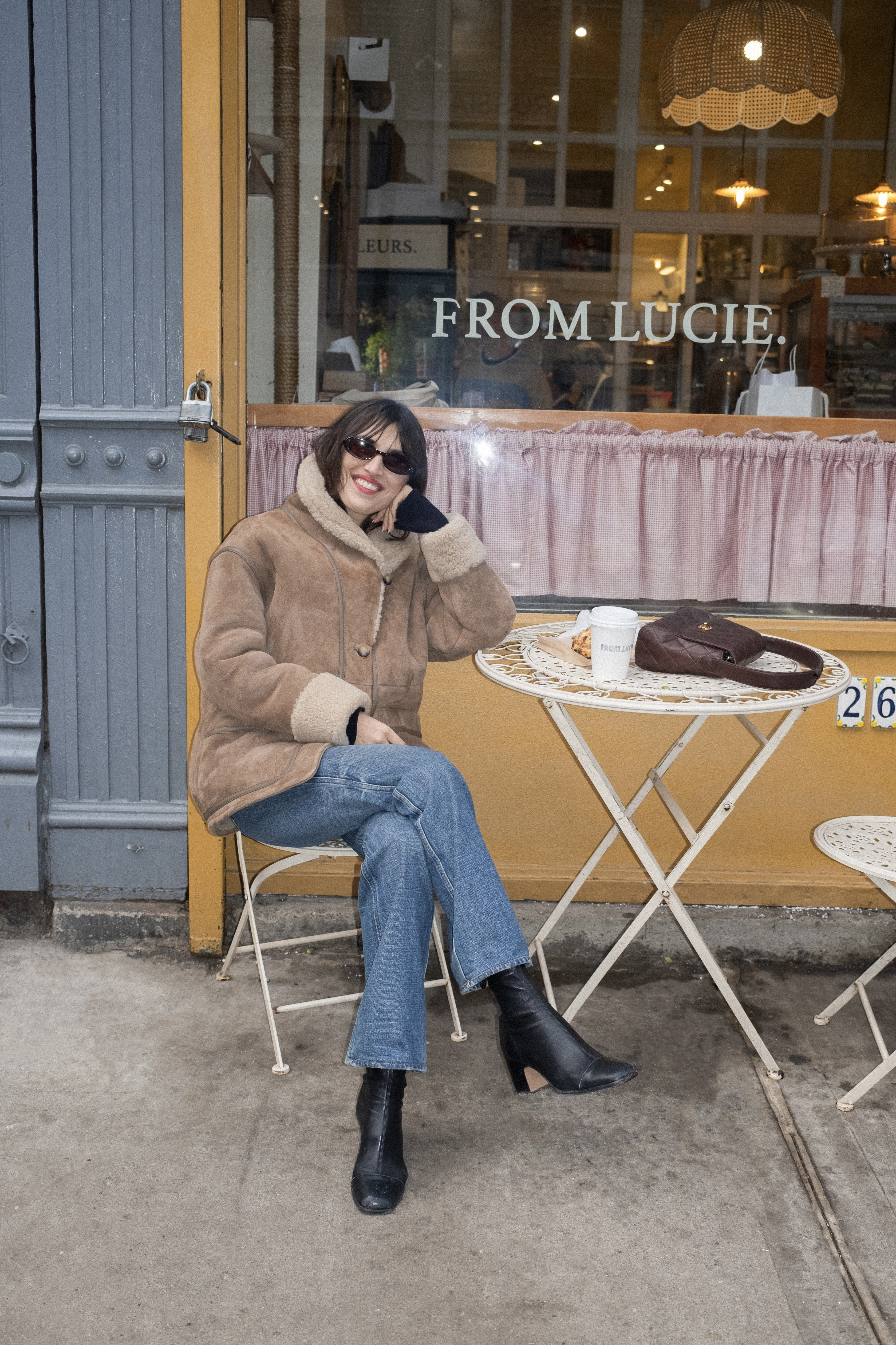 Jeanne Damas in front of From Lucie bakery.