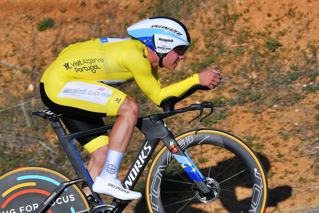 Deceuninck-QuickStep’s Remco Evenepoel defends his overall race lead in the stage 5 time trial at the 2020 Volta ao Algarve