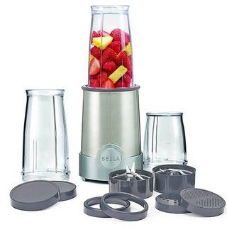 Bella Personal Size Rocket Blender, 12 Piece Set, Color Stainless Steel and Chrome