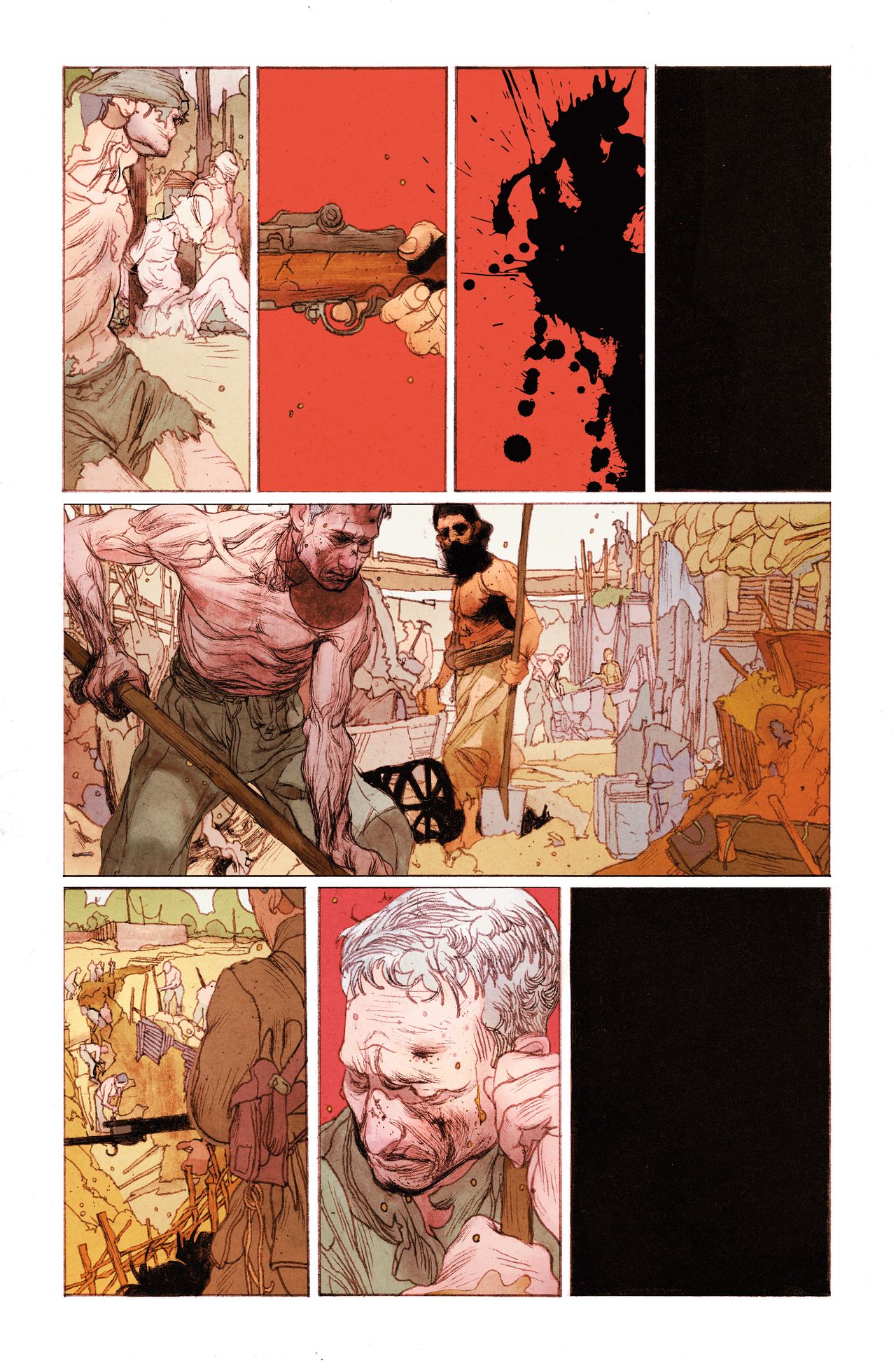 Anand RK's unlettered interior pages from Resurrection Man: Quantum Karma #1.
