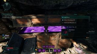 Avowed screenshot of a chest being opened with items inside.