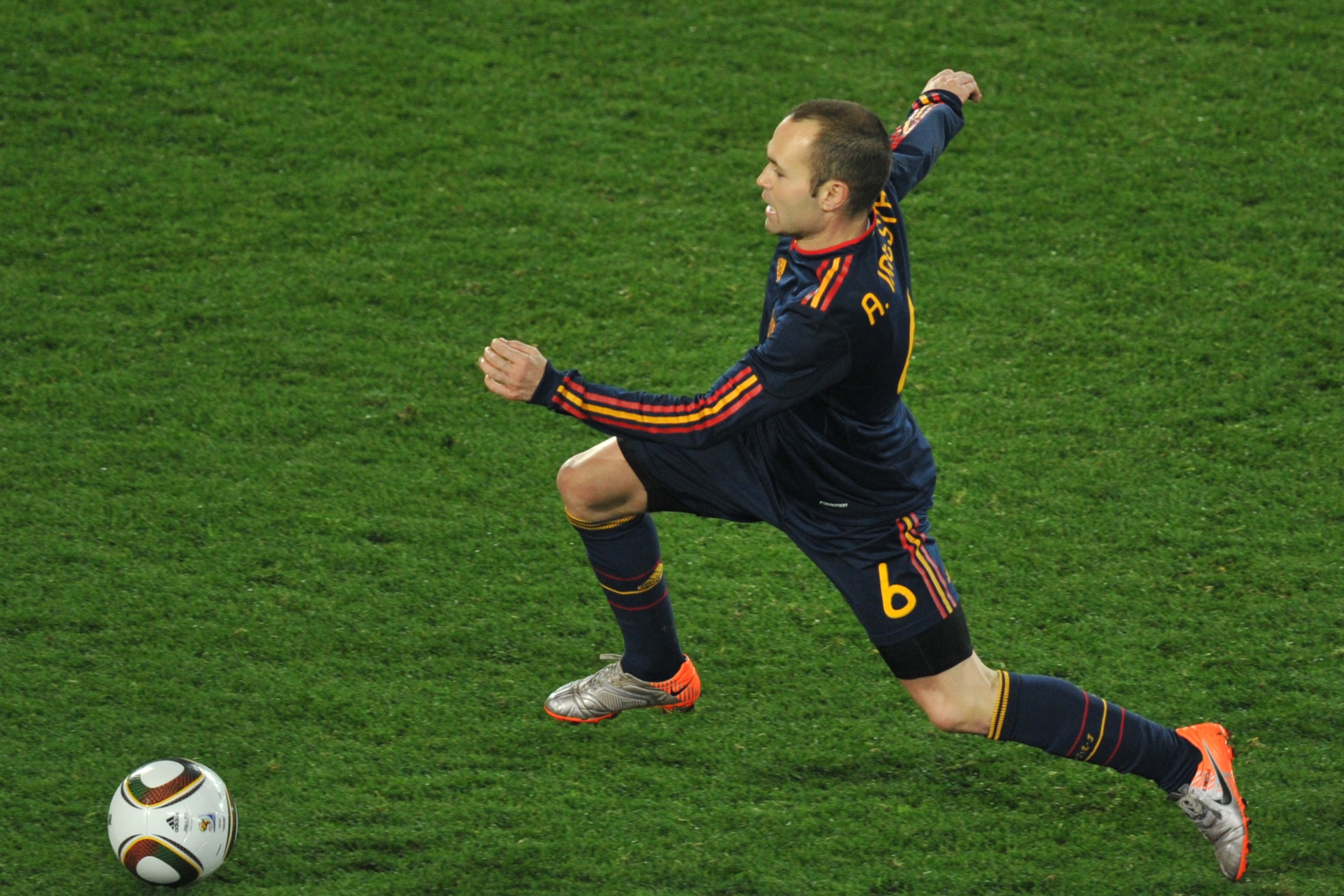 Andres Iniesta in action for Spain against Paraguay at the 2010 World Cup.