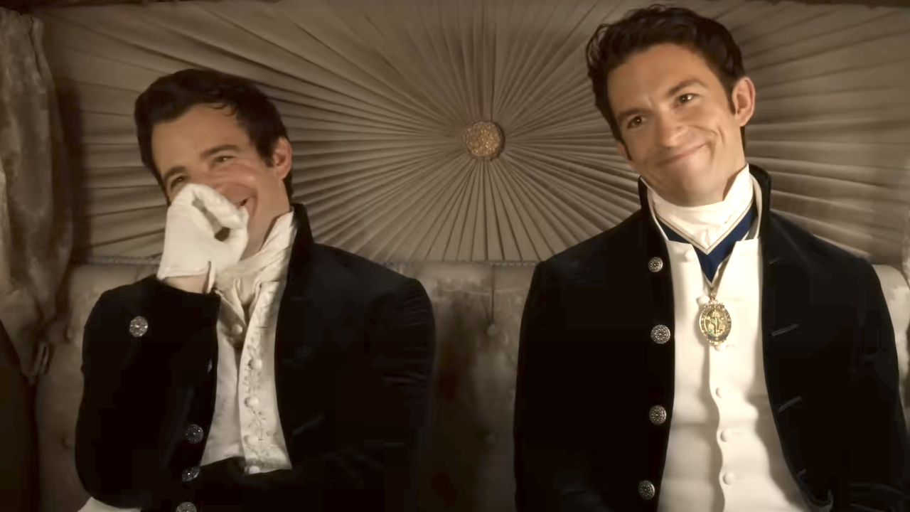 benedict and anthony laughing at colin in bridgerton season 3