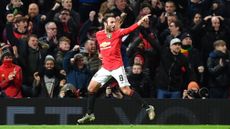 Juan Mata of Man Utd celebrates after scoring the winner against Wolves