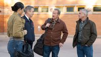 Mouch talking to Stella, Pascal, and Herrmann about budget cuts at Firehouse 51 in Chicago Fire 14x09