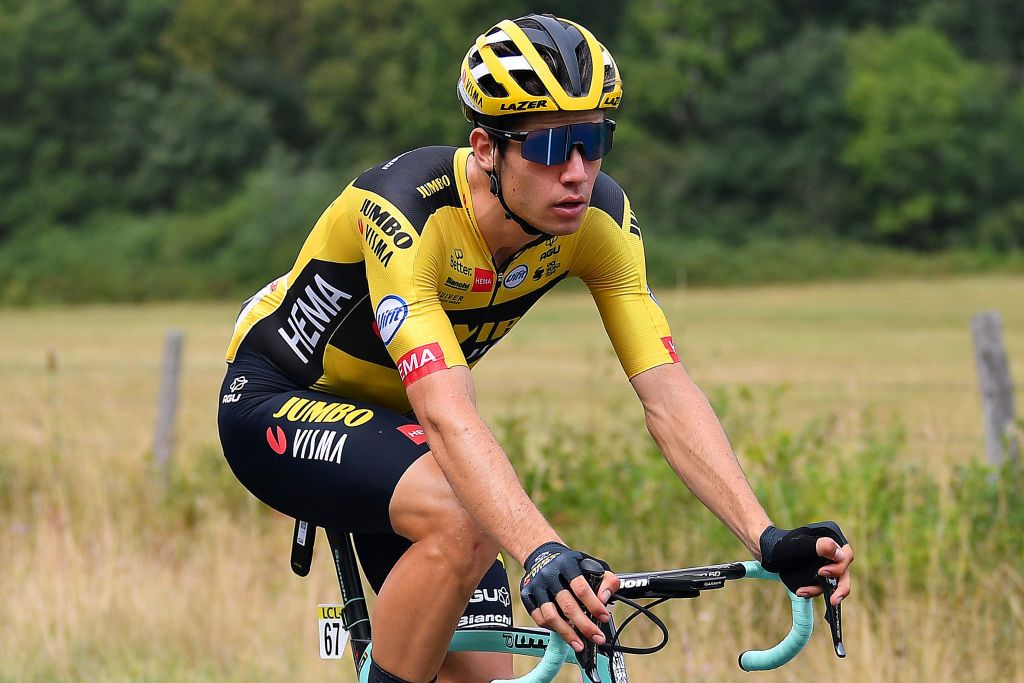 SAINT CHRISTO EN JAREZ FRANCE AUGUST 12 Wout Van Aert of Belgium and Team Jumbo Visma during the 72nd Criterium du Dauphine 2020 Stage 1 a 2185km stage from Clermont Ferrand to Saint Christo en Jarez 752m dauphine Dauphin on August 12 2020 in Saint Christo en Jarez France Photo by Justin SetterfieldGetty Images