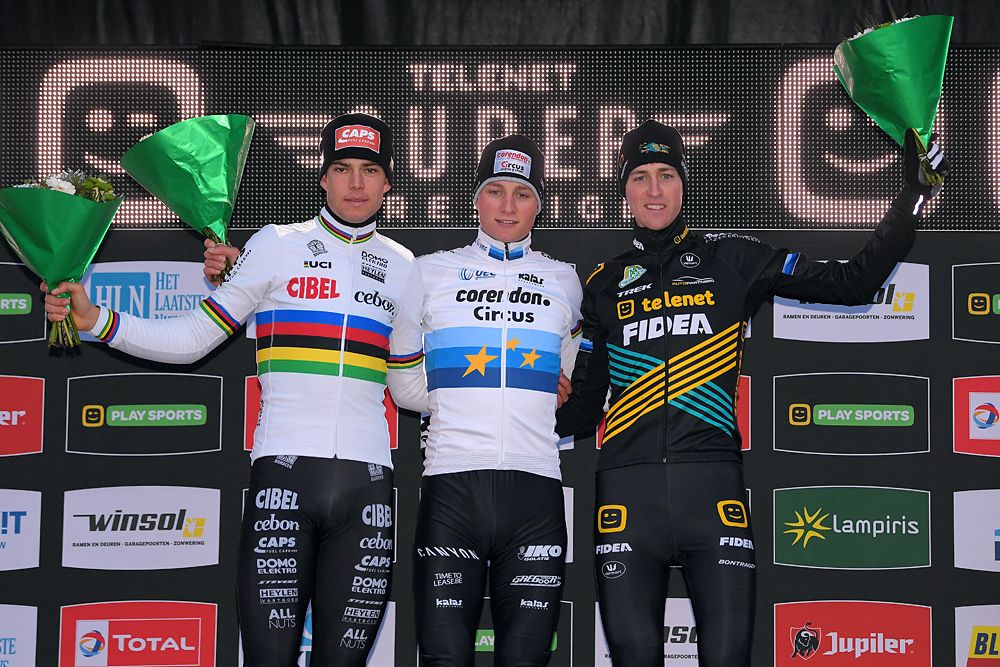 Mathieu van der Poel win Superprestige Zonhoven ahead of Wout Van Aert and Toon Aerts - podium