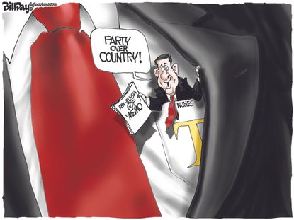Political cartoon U.S. Trump Nunes memo GOP loyalty
