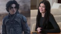 From left to right: A press image of Timoth&egrave;e Chalamet in Dune and a press image of Kylie Jenner smiling in The Kardashians.
