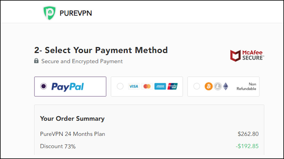 PureVPN Payment Methods