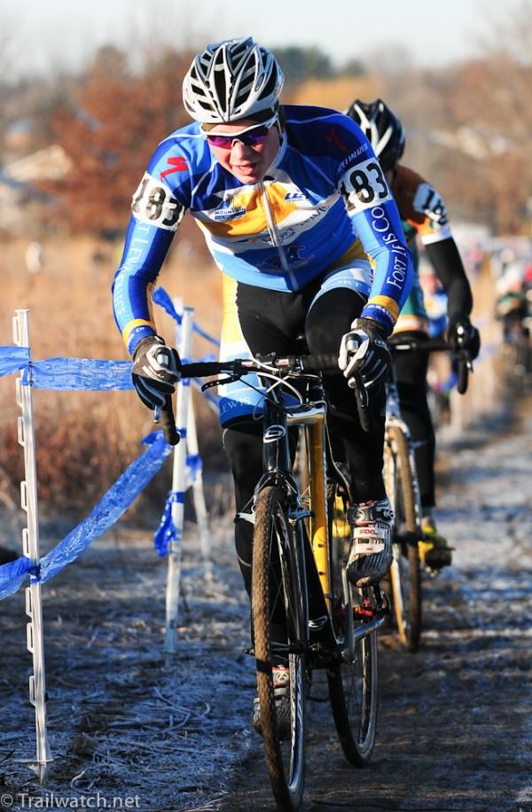 Eric Emky (Fort Lewis) riding in second place.