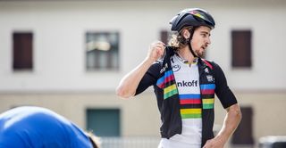 Peter Sagan pulls on his new world champion's jacket