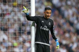 Keylor Navas playing for Real Madrid in the 2015/16 Champions League semi-finals against Manchester City