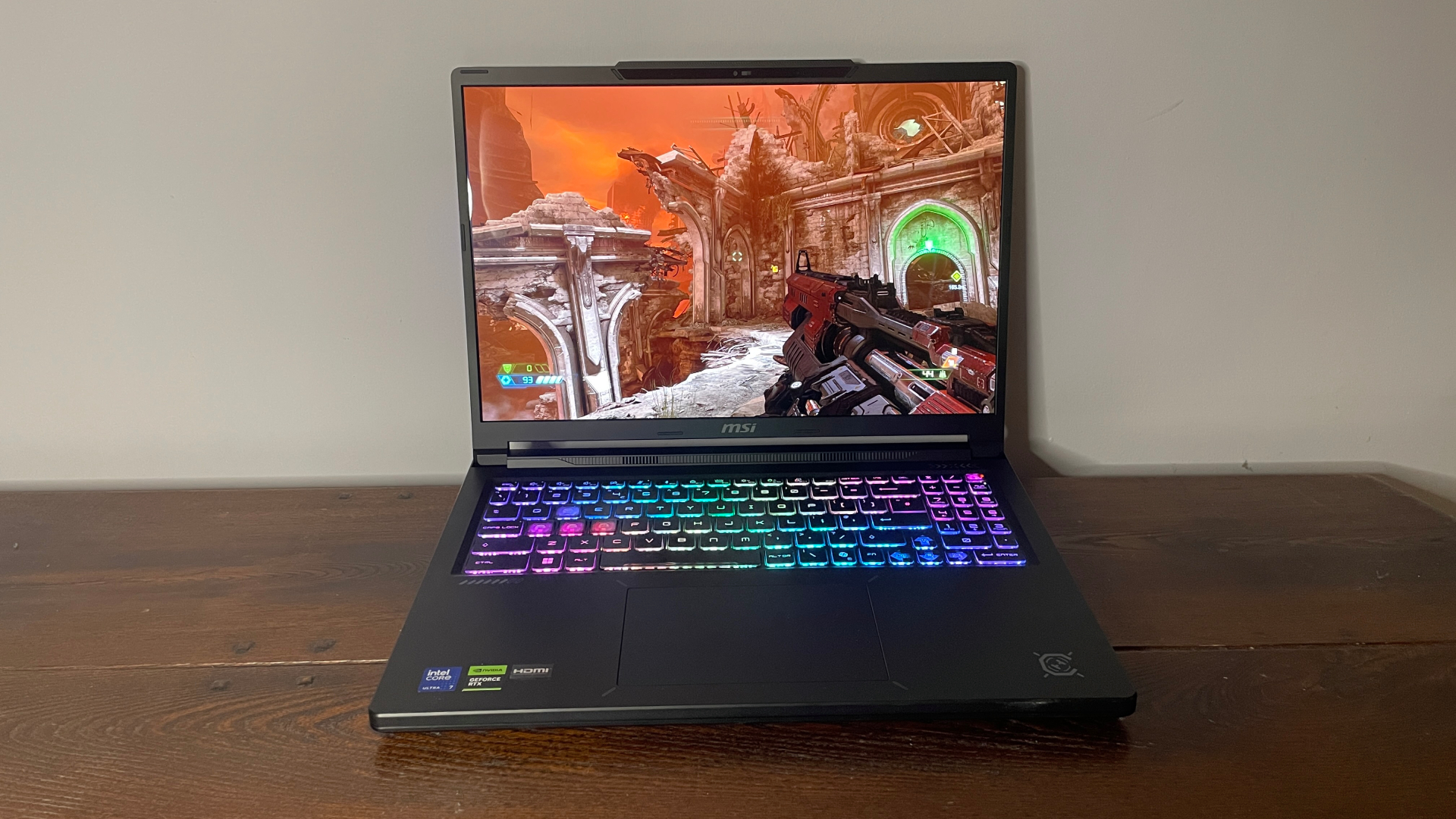 An MSI Crosshair 16 Max HX E2W gaming laptop.