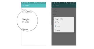tap weight, type in weight units