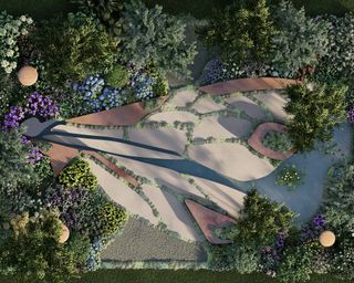 mock up of the BBC Studios Our Green Planet and RHS Bee Garden at the Chelsea Flower Show 2022