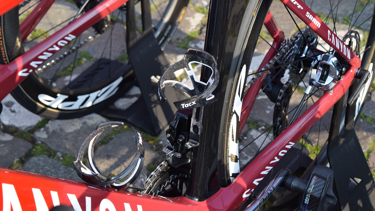 Katusha-Alpecin were another team to put grip tape on the inside of their bottle cages