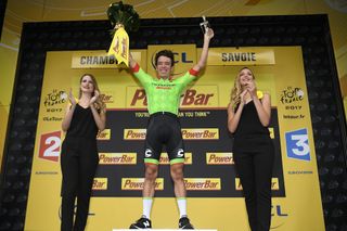 Rigoberto Uran on the stage 9 podium at the Tour de France