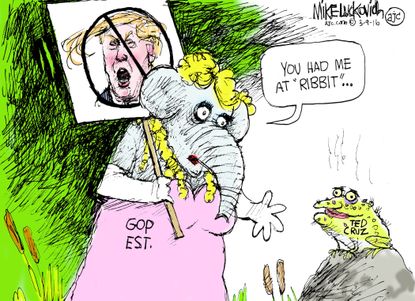Political Cartoon U.S 2016. Trump Cruz