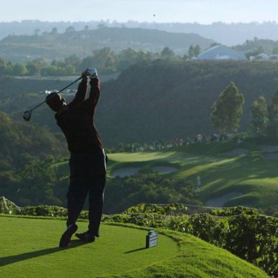 Phil Mickelson hits a tee shot on the 10th hole during the Lincoln Financial Battle at the Bridges on August 2, 2004 at the The Bridges in Rancho Santa Fe, California