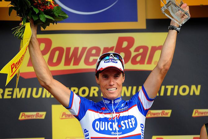 Chavanel on the podium after having won stage 7 - his second - at the 2010 Tour de France