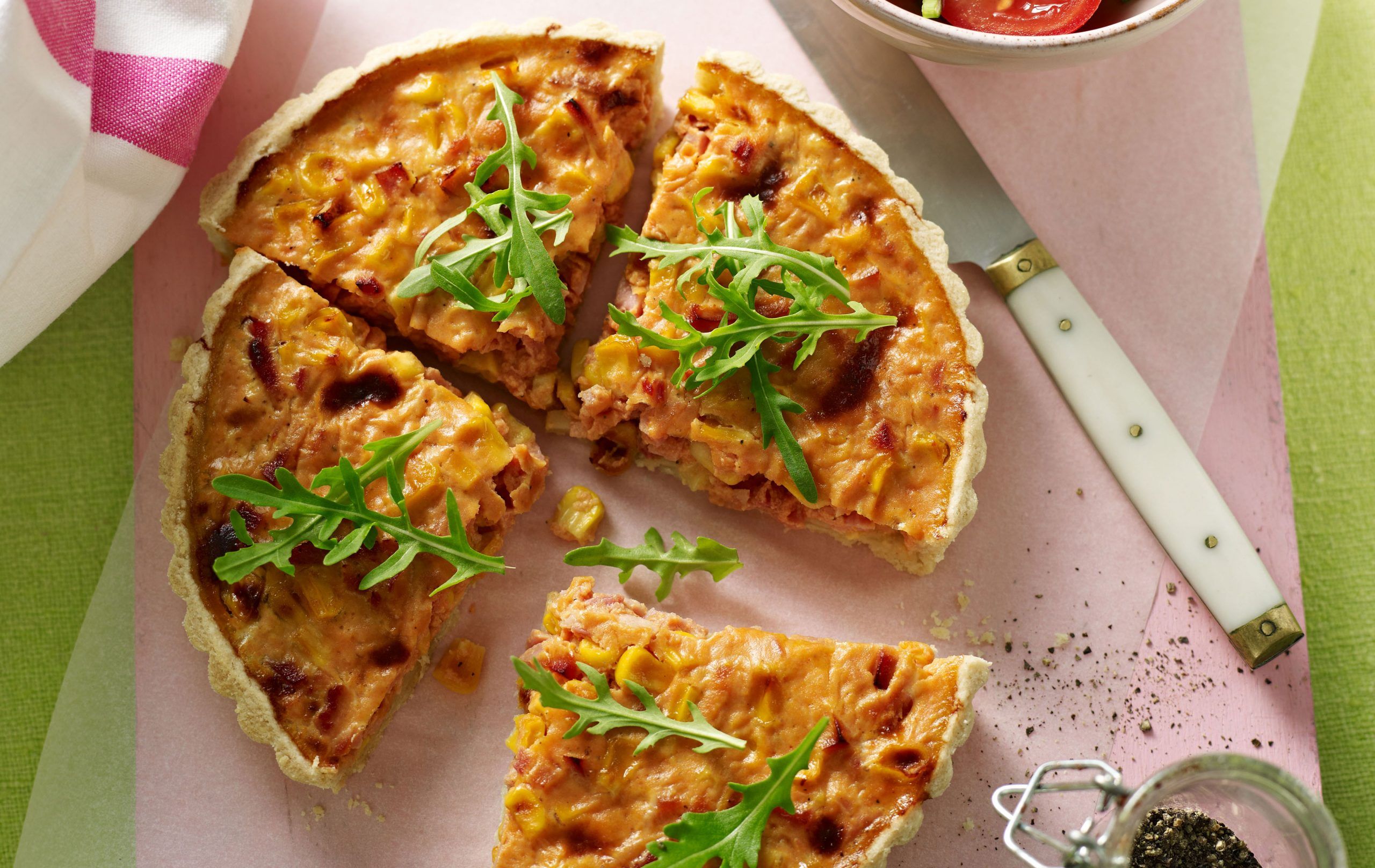 Tomato and sweetcorn flan recipe
