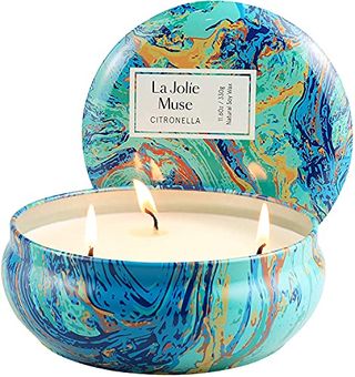 Citronella Candles Outdoor Indoor, 3 Wick Large Candle, Summer Candle for Patio, 11.6 Oz