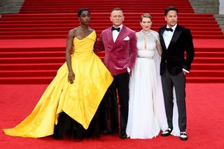 Lashana Lynch, Daniel Craig, Lea Seydoux and Cary Fukunaga attend the "No Time To Die" World Premiere at Royal Albert Hall on September 28, 2021 in London, England.