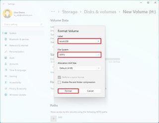 Windows 11 format USB drive settings