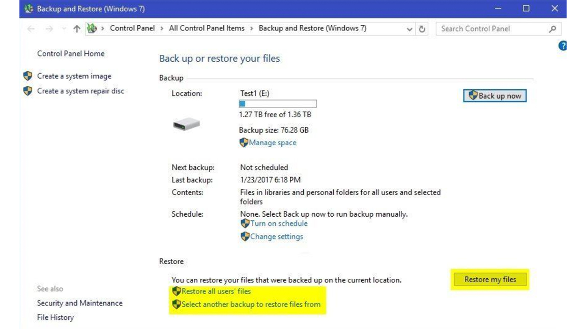 Recover files: a computer screen