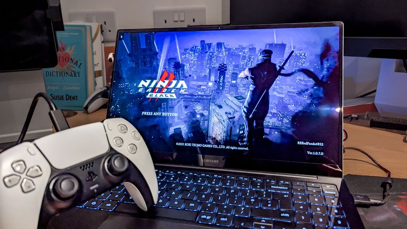 Samsung Galaxy Chromebook Plus playing Ninja Gaiden 2 Black with PS5 DualSense controller