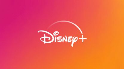 Disney Plus logo on orange pink background