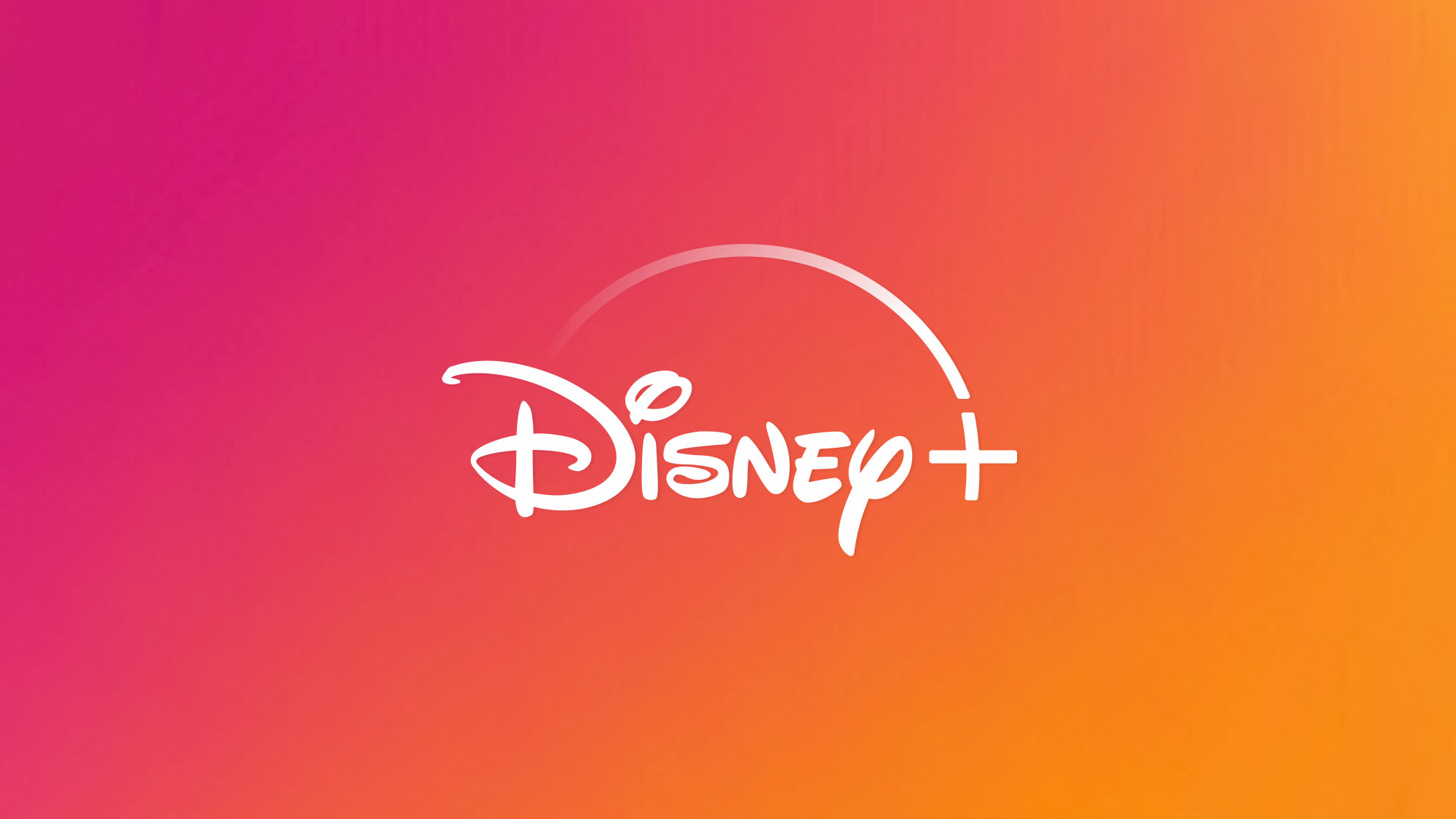 Disney Plus logo on orange pink background