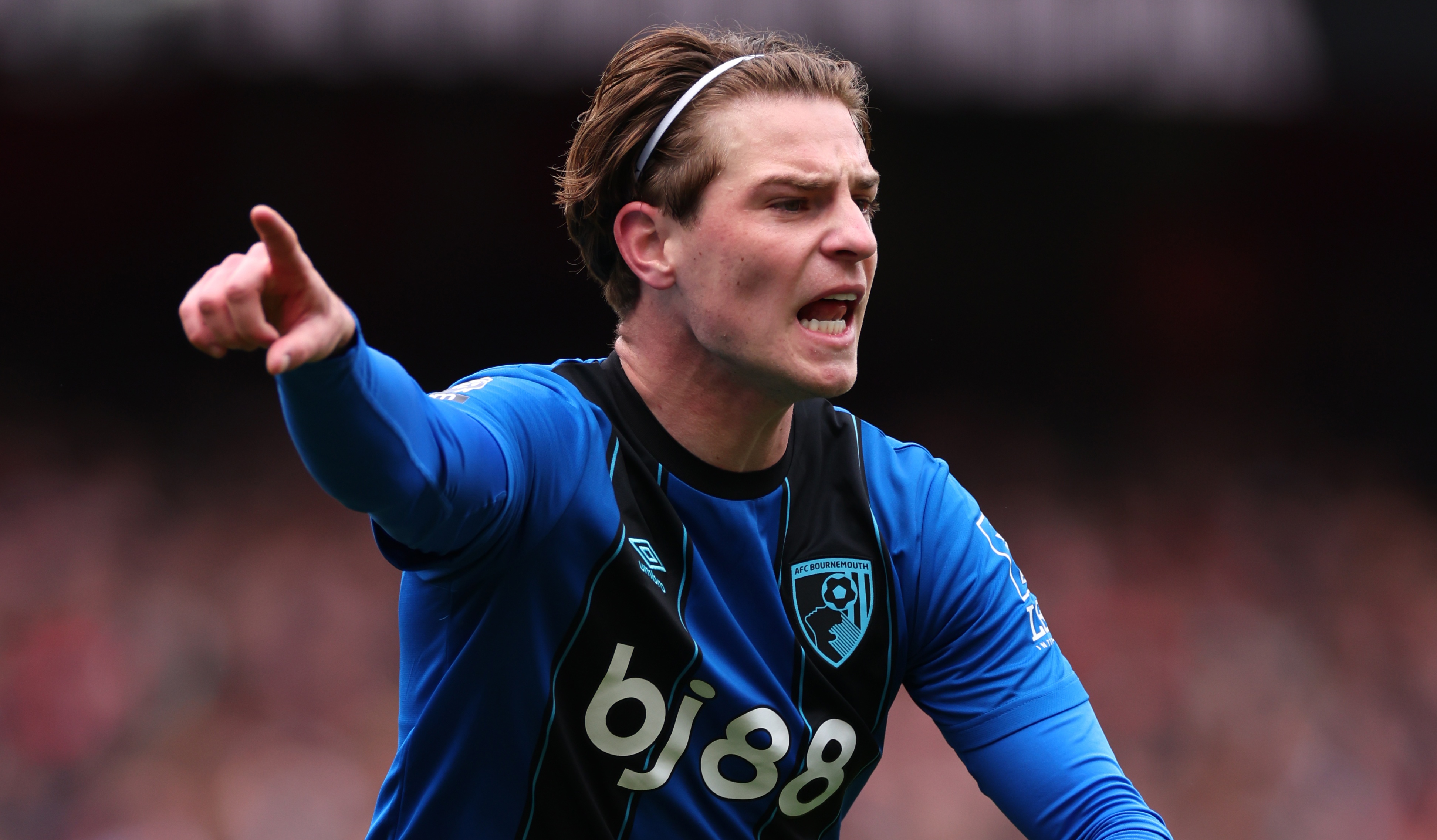 Alex Scott of AFC Bournemouth during the Premier League match between Arsenal and Bournemouth at Emirates Stadium on April 11, 2026 in London, England