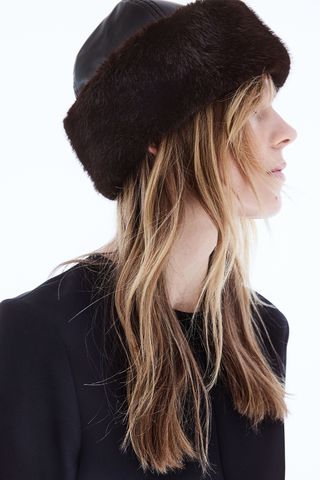 H&M Coated Hat With Fluffy Trim