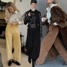 a collage of influencer and runway images featuring the biggest pant trends of 2026