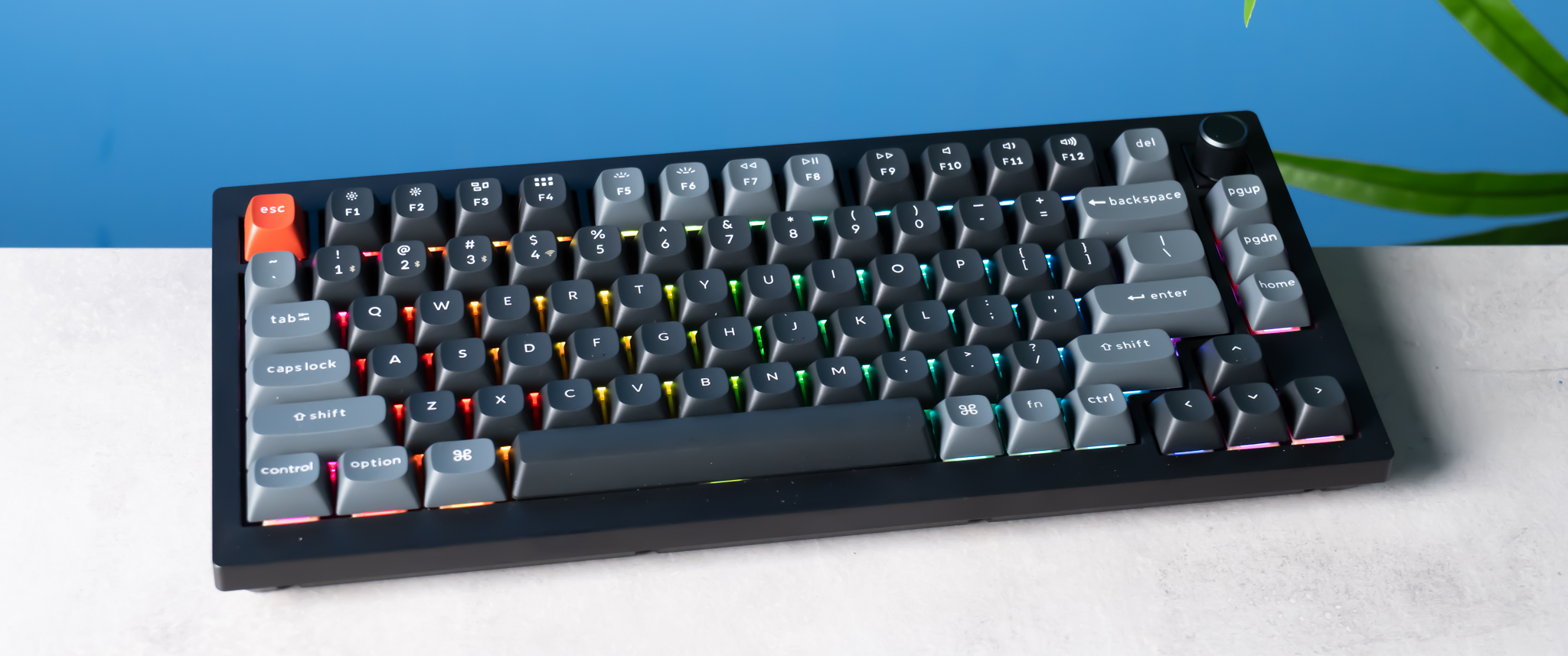 A black Keychron V1 Ultra 8K mechanical keyboard