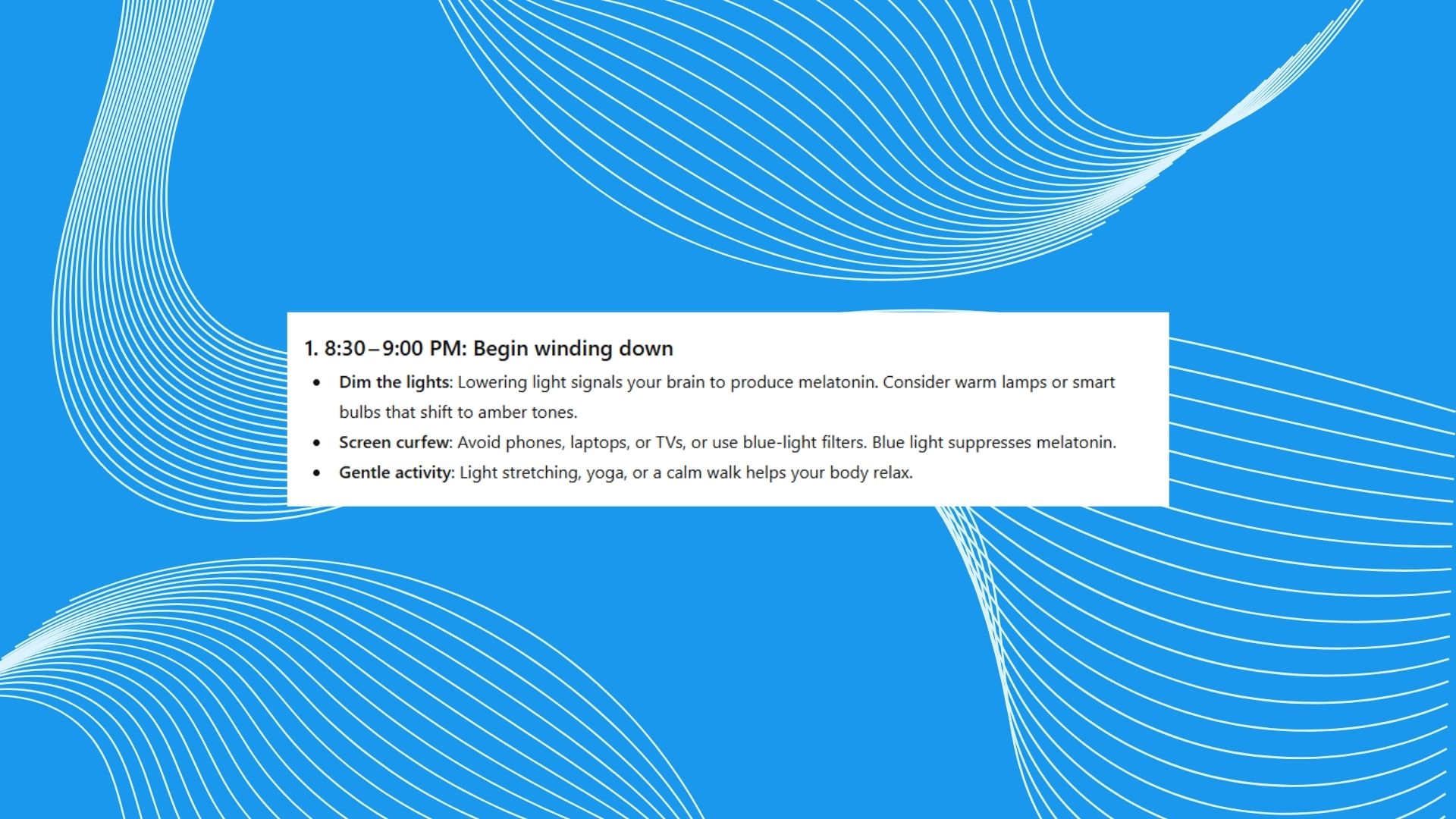 ChatGPT's sleep advice for the perfect nighttime routine.