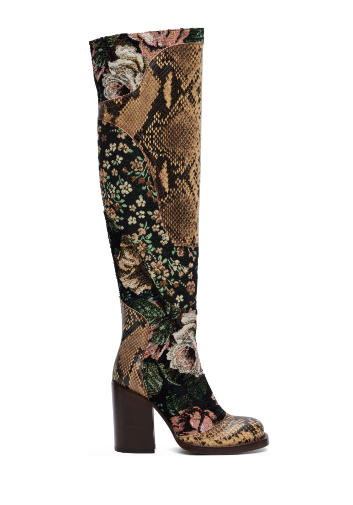 Dries Van Noten, Multicolor 100mm Square Toe Tall Boots