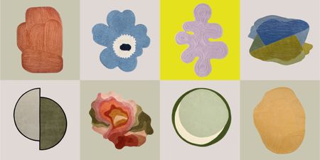 Irregular shaped rugs in different colors