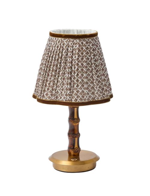 Burnt Bamboo Short Rechargeable Lamp With Chocolate Lotus Shade