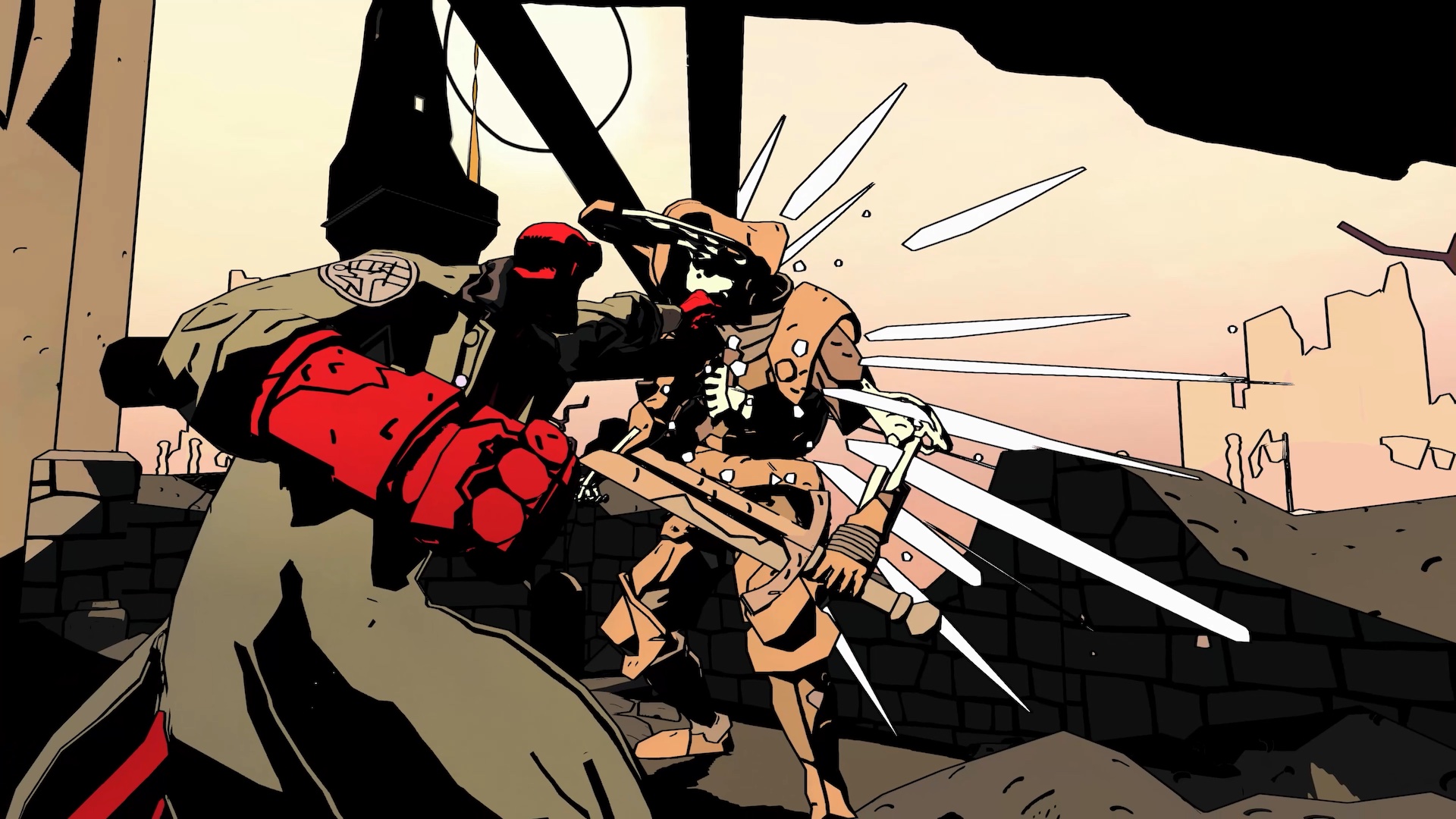 Hellboy Web of Wyrd screenshot showing Hellboy in combat