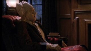 Data dressed as Scrooge on the holodeck in Star Trek: The Next Generation