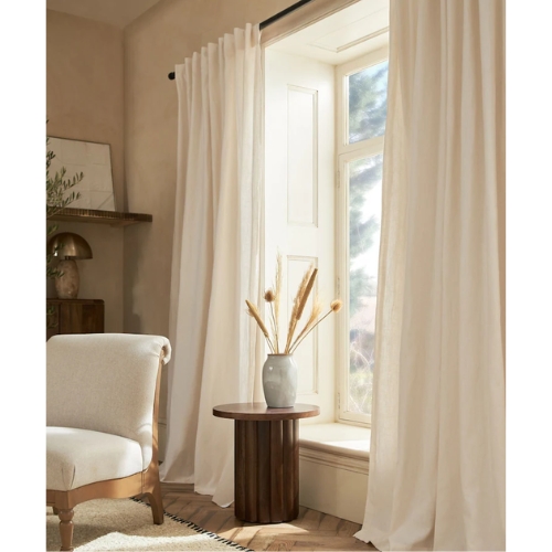 Next, White Washed Cotton Linen Hidden Tab Top Lined Curtains