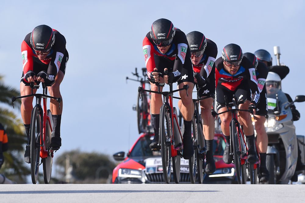 BMC Racing on their way to winning the Tirreno-Adriatico team time trial