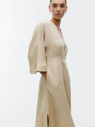 Lyocell-Linen Wrap Dress - Beige - Arket Gb