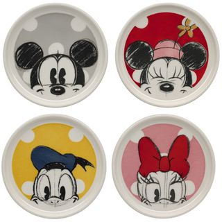set of coasters with printed mickey mouse and multicolour