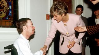 TORONTO, CANADA - OCTOBER 25: Princess Diana Shaking Hands With One Of The Residents Of Casey House, An Aids Hospice, In Toronto, Canada.