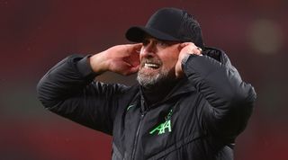 Jurgen Klopp celebrates after Liverpool's Carabao Cup final win over Chelsea in February 2024.